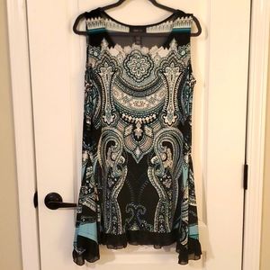 Sleeveless‎ Black and Turquoise Tunic